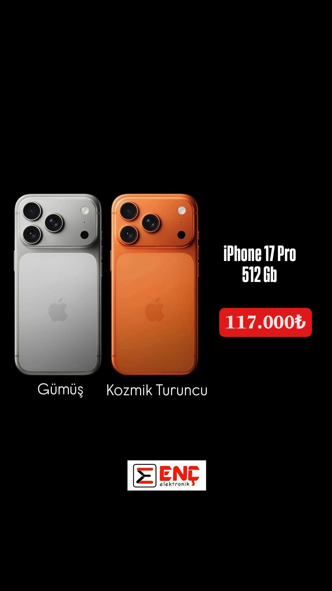 17 PRO 512 turuncu ve gümüş 120.000 ₺