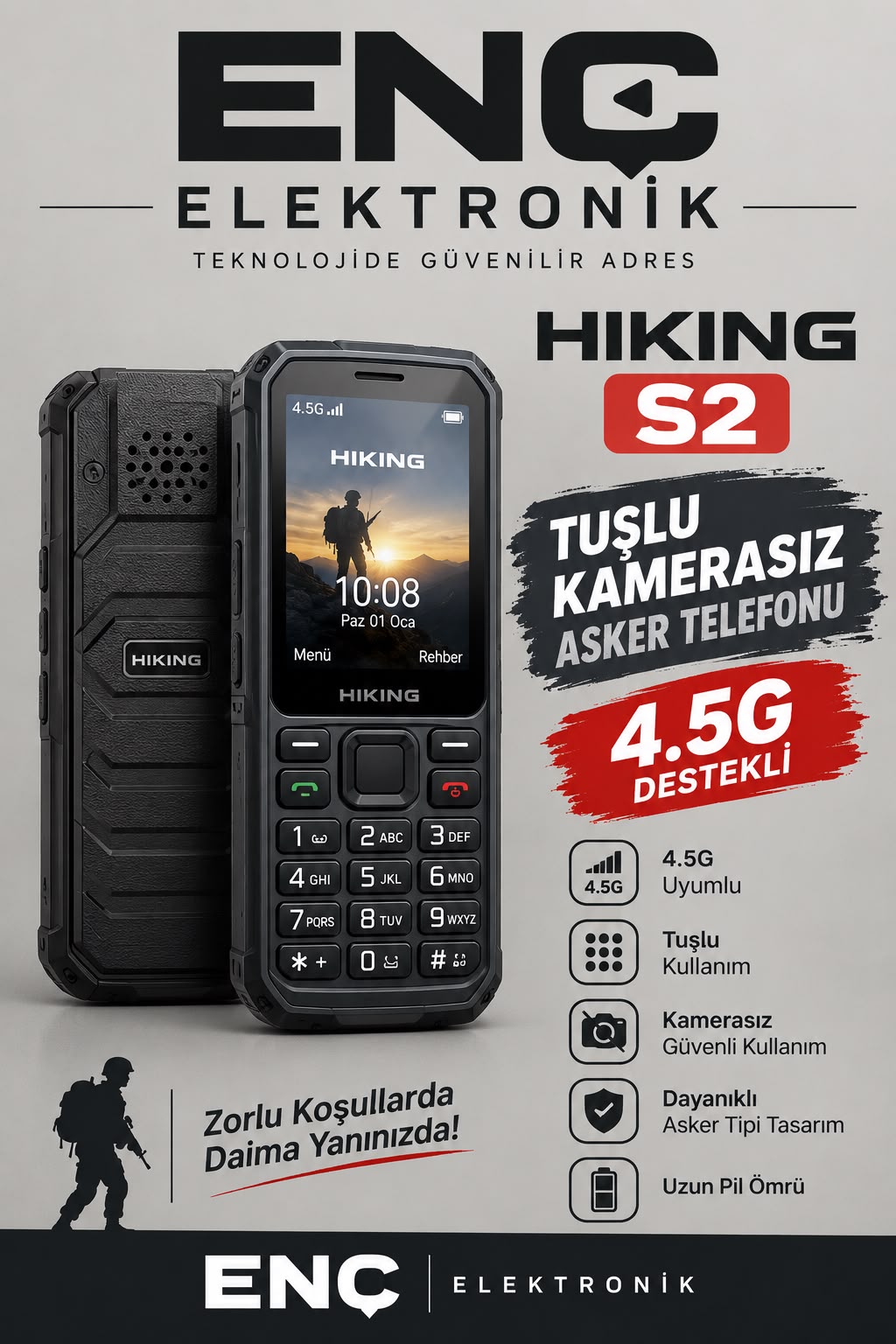 HIKING S2 TUŞLU KAMERASIZ ASKER TELEFONU