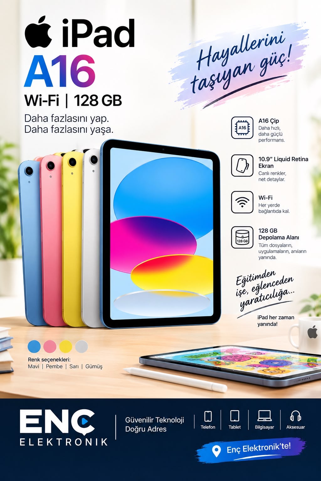 APPLE TABLET İPAD A16 128 GB Wİ-Fİ